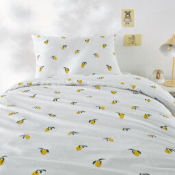 Child's Cotton Duvet Cover Set with Rectangular Pillowcase.Citron - thumbnail 1