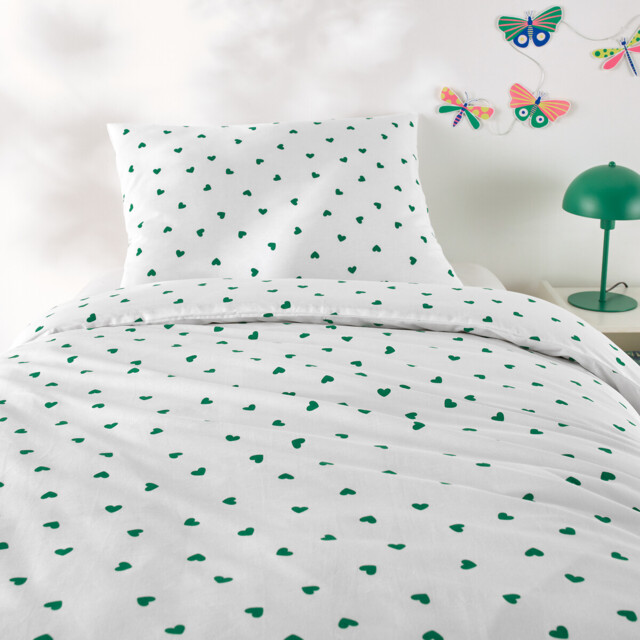 Scacco Green Child's Duvet Cover Set in 50% Recycled Cotton with Rectangular Pillowcase - image 1