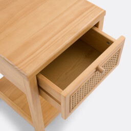 Mora 1-Drawer Pine & Cane Bedside Table - thumbnail 4