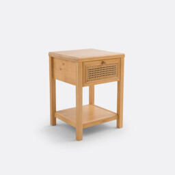 Mora 1-Drawer Pine & Cane Bedside Table - thumbnail 1