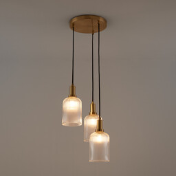Bogota Brass and Striated Glass Cluster Ceiling Light - thumbnail 4