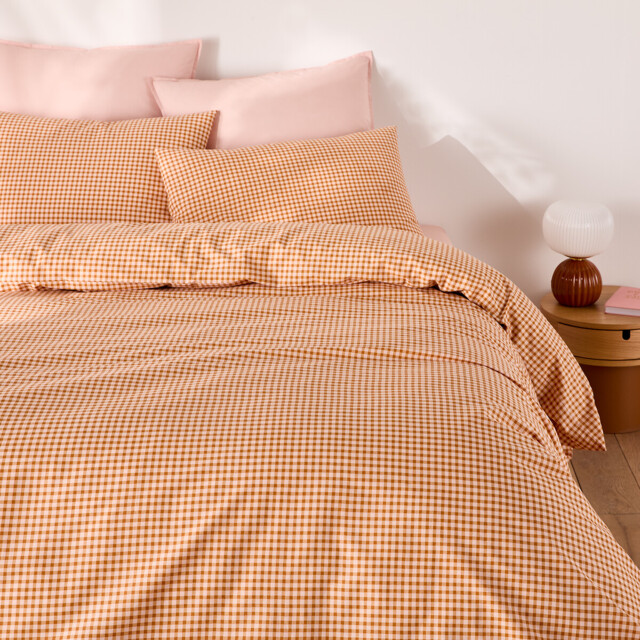 Lesia Checked 30% Recycled Cotton Duvet Cover Set with Rectangular Pillowcase - image 1