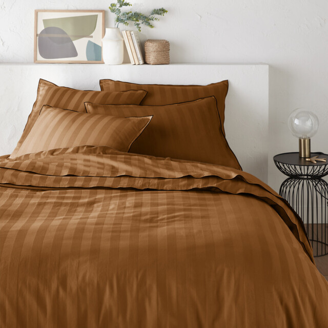 Victor Striped Washed Cotton Satin 300 Thread Count Duvet Cover - image 1