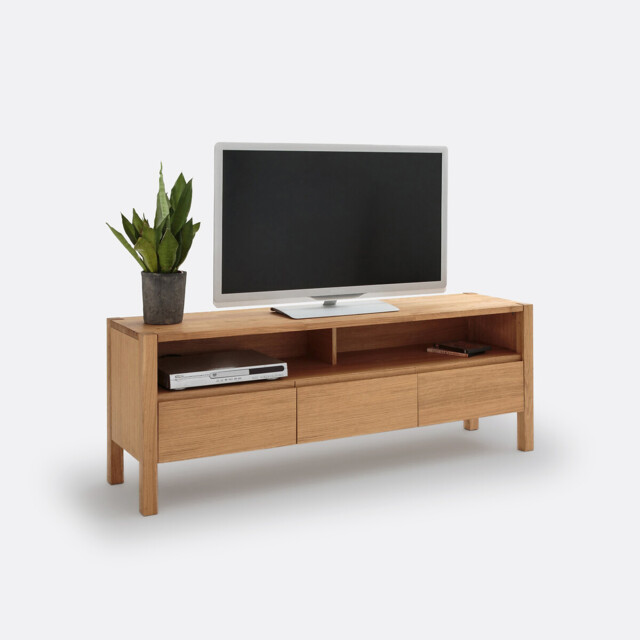 Adelita TV Bench in Oak and Oak Veneer 160cm - image 1
