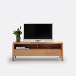 Adelita TV Bench in Oak and Oak Veneer 160cm - thumbnail 3