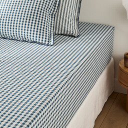Cottage Blue Cotton Seersucker Fitted Sheet Mattress Depth 30cm - thumbnail 2