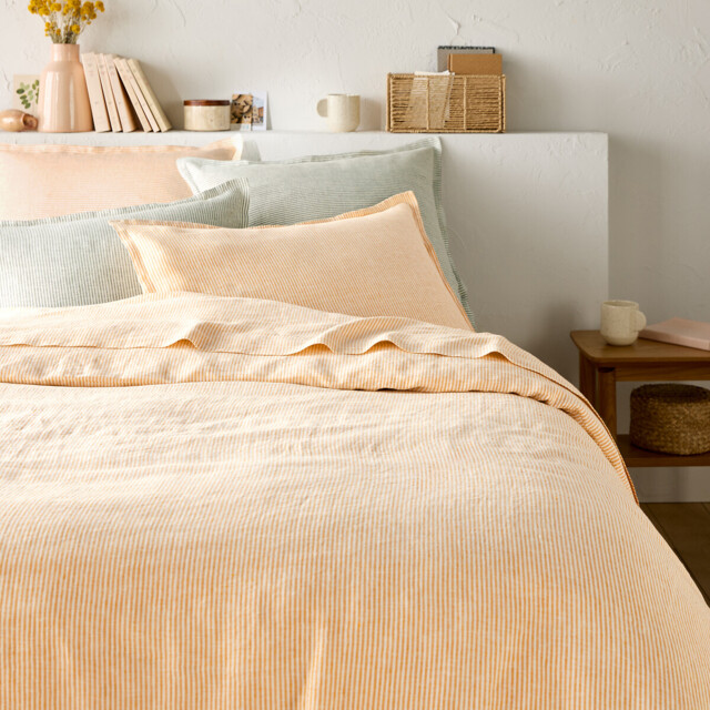 Limona Striped Washed Linen Duvet Cover - image 1