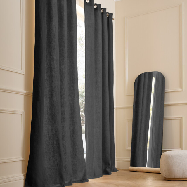 Private Lined Pre-Washed Linen Curtain with Eyelets - image 1