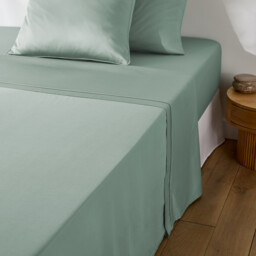 Opale Plain Cotton Satin 350 Thread Count Flat Sheet - thumbnail 2