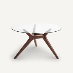 Marcielo Glass and Walnut Round Table Diameter 130 - thumbnail 1