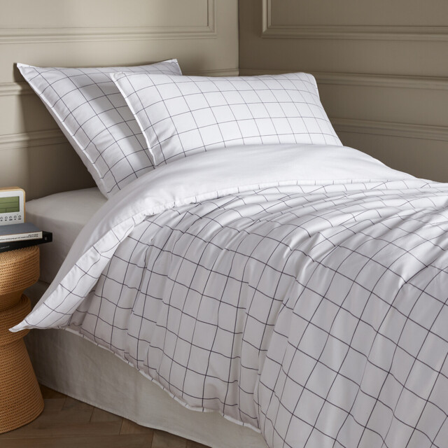 Ponlok Checked Organic Cotton 300 Thread Count Duvet Cover - image 1