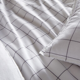 Ponlok Checked Organic Cotton 300 Thread Count Duvet Cover - thumbnail 3