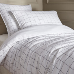 Ponlok Checked Organic Cotton 300 Thread Count Duvet Cover - thumbnail 2
