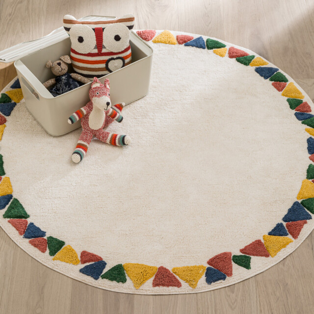 Trikony Geometric Round 100% Organic Cotton Child's Rug - image 1