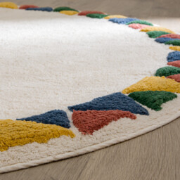 Trikony Geometric Round 100% Organic Cotton Child's Rug - thumbnail 3