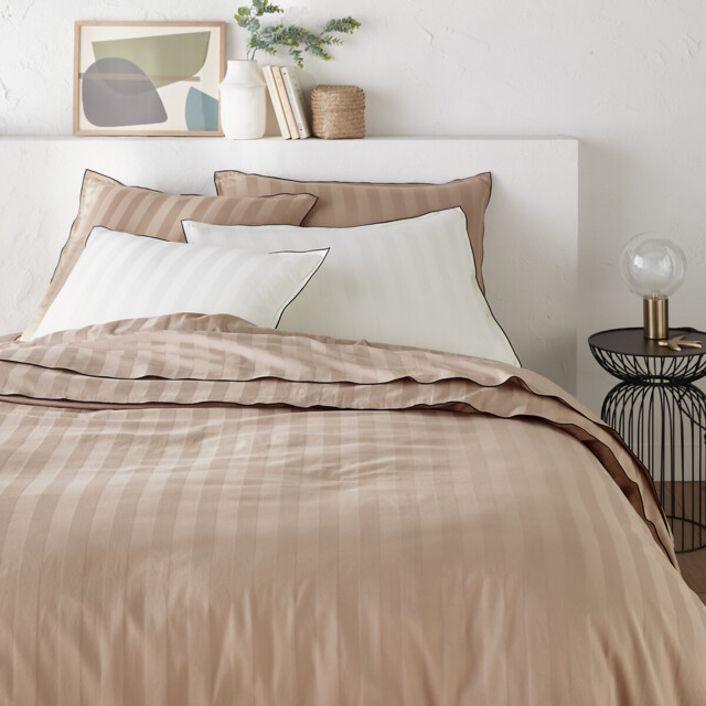 Victor Striped Washed Cotton Satin 300 Thread Count Duvet Cover - image 1