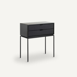 Réalto Metal & Leather Bedside Table - thumbnail 1