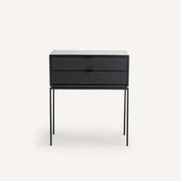 Réalto Metal & Leather Bedside Table - thumbnail 2