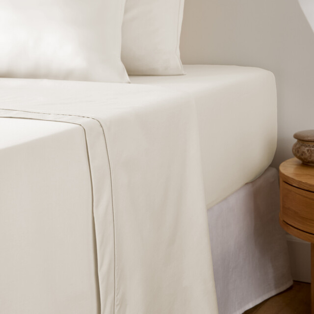 Opale Plain Cotton Satin 350 Thread Count Flat Sheet - image 1