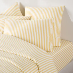 Soizic Yellow Striped Cotton Yarn-Dyed Fitted Sheet with 30cm Flap - thumbnail 2