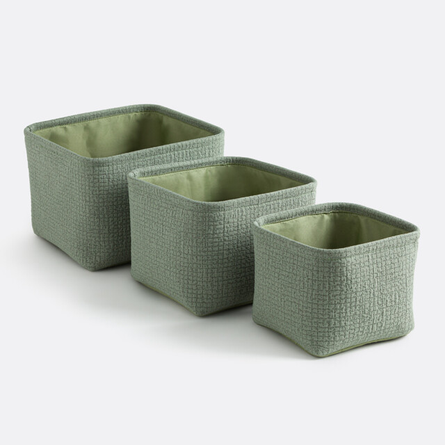 Set of 3 Itang Embossed Fabric Baskets - image 1
