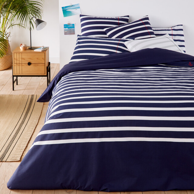 Malo Striped Cotton Duvet Cover - image 1