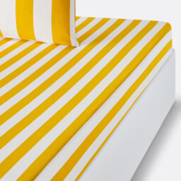 Hendaye Yellow Cotton Fitted Sheet Mattress Depth 25cm - thumbnail 1