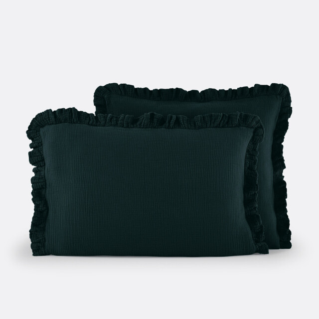 Kumla Plain Cotton Muslin Ruffled Pillowcase - image 1