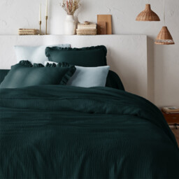 Kumla Plain Cotton Muslin Ruffled Pillowcase - thumbnail 3