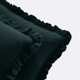 Kumla Plain Cotton Muslin Ruffled Pillowcase - thumbnail 2