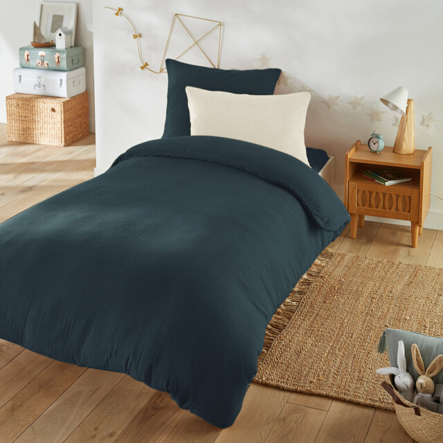 Kumla Children's Plain Cotton Muslin Duvet Cover - image 1