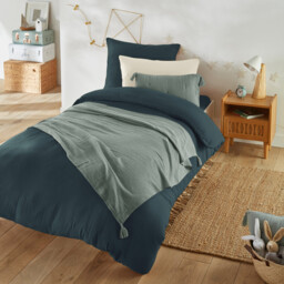 Kumla Children's Plain Cotton Muslin Duvet Cover - thumbnail 3