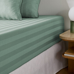 Victor Striped Washed Cotton Satin 300 Thread Count Fitted Sheet - thumbnail 1