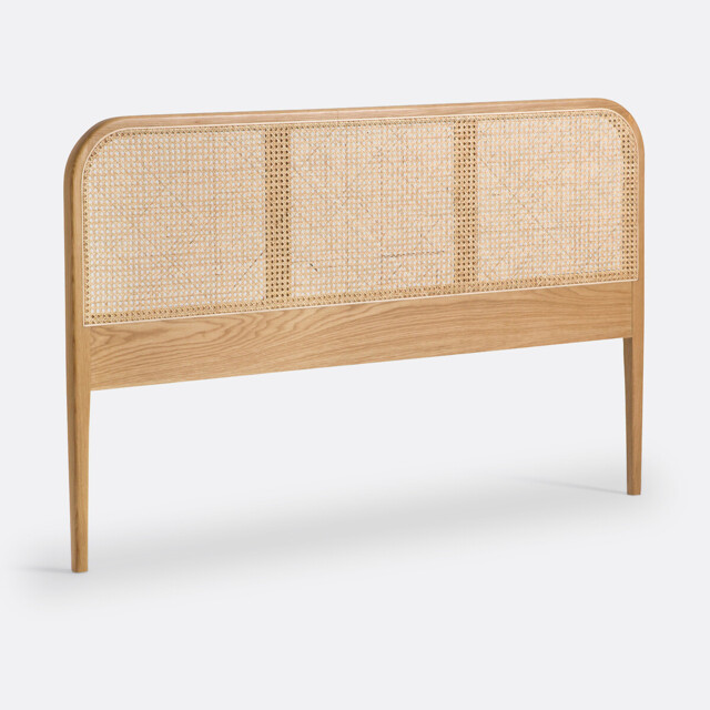 Madara Solid Oak, Oak Veneer and Rattan Cane Headboard - image 1