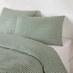 Lesia Checked 30% Recycled Cotton Duvet Cover Set with Rectangular Pillowcase - thumbnail 2