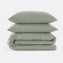 Lesia Checked 30% Recycled Cotton Duvet Cover Set with Rectangular Pillowcase - thumbnail 3