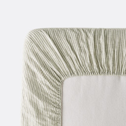 Limona Striped Washed Linen Fitted Sheet with 30cm Flap - thumbnail 3