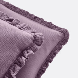 Kumla Plain Cotton Muslin Ruffled Pillowcase - thumbnail 2