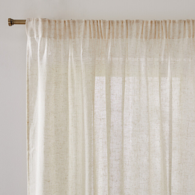 Aron Voile Panel in Polyester and Linen with Pencil Pleat and Wave - image 1