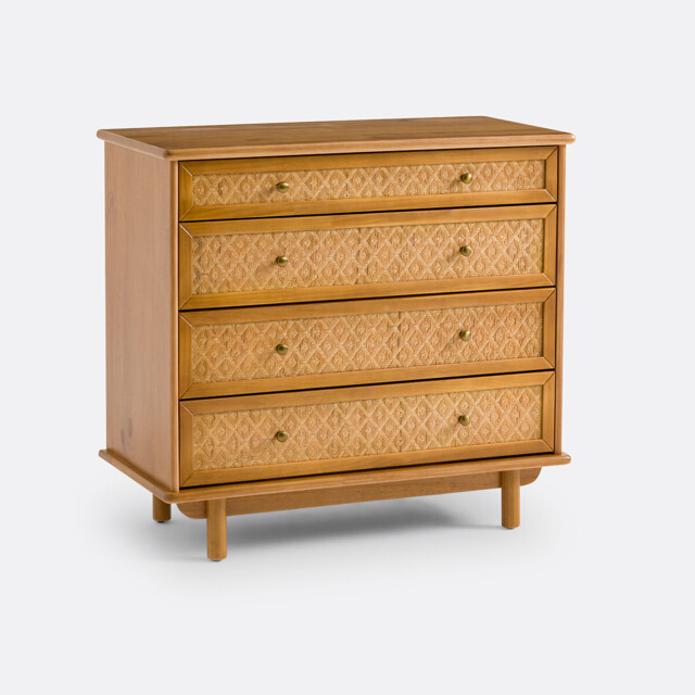 Orient Solid Pine and Cane Chest of Drawers - image 1