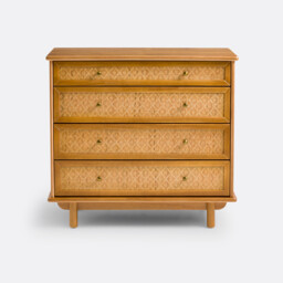 Orient Solid Pine and Cane Chest of Drawers - thumbnail 3