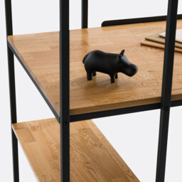 Hiba, Oak and Steel Metal Bookcase Desk - thumbnail 4