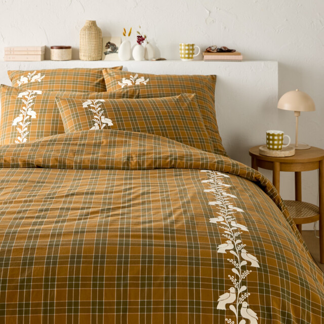 Lotta Embroidered Tartan 100% Cotton Duvet Cover - image 1