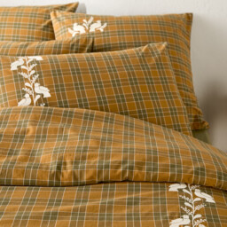 Lotta Embroidered Tartan 100% Cotton Duvet Cover - thumbnail 2