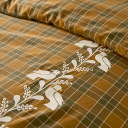 Lotta Embroidered Tartan 100% Cotton Duvet Cover - thumbnail 3