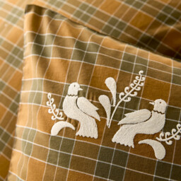Lotta Embroidered Tartan 100% Cotton Duvet Cover - thumbnail 4