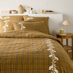Lotta Embroidered Tartan 100% Cotton Duvet Cover - thumbnail 1