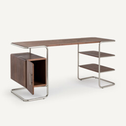 Emlyn Walnut Veneer Tubular Desk, Length 155cm - thumbnail 4