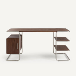 Emlyn Walnut Veneer Tubular Desk, Length 155cm - thumbnail 3