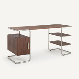Emlyn Walnut Veneer Tubular Desk, Length 155cm